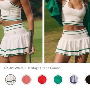 FP Movement by Free People White and Green Skirt Set